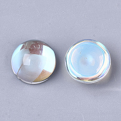 Прозрачный АВ Прозрачные стеклянные кабошоны, с покрытием AB цвета, полукруглые / купольные, ясно AB, 12x6 мм
