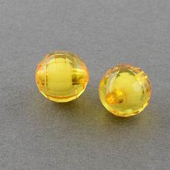 Goldenrod Transparent Acrylic Beads, Bead in Bead, Faceted, Round, Goldenrod, 10mm, Hole: 2mm, about 1040pcs/500g