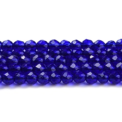 Medium Blue Transparent Glass Beads Strands, Faceted Round, Medium Blue, 2mm, Hole: 0.8mm, about 175pcs/strand, 14.06~14.17 inch(35.7~36cm)