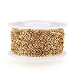 Золотой Ионное покрытие (ip) 304 роликовая цепь из нержавеющей стали, отрыгивающая цепь, с катушкой, пайки, золотые, 2x1.8x0.3 мм, о 10 м / рулоне (10.936 ярдах / рулоне)