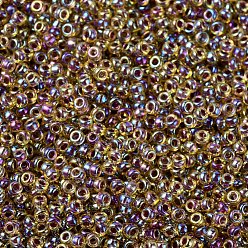 (RR342) Berry Lined Light Topaz AB MIYUKI Round Rocailles Beads, Japanese Seed Beads, (RR342) Berry Lined Light Topaz AB, 11/0, 2x1.3mm, Hole: 0.8mm, about 1100pcs/bottle, 10g/bottle
