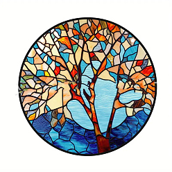 Разноцветный Акриловые подвесные украшения «Древо жизни», для оформления окон, плоско-круглые, красочный, 150 мм