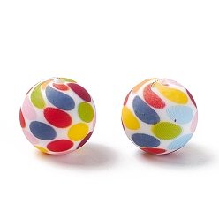 Coloré Perles de silicone, perles à mâcher pour les jouets de dentition, Diy soins infirmiers colliers faisant, ronde, colorées, 14.5x14mm, Trou: 2mm