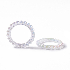 WhiteSmoke UV Plating Opaque Acrylic Beads Frames, Flower Ring, WhiteSmoke, 42.5x43x5.5mm, Hole: 2.5mm, Inner Diameter: 31mm