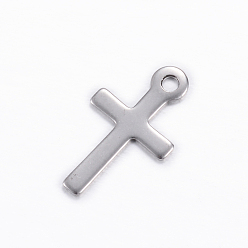 Stainless Steel Color 304 Stainless Steel Charms, Cross, Stainless Steel Color, 17x10x0.8mm, Hole: 1.5mm
