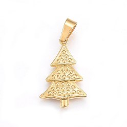 Golden 304 Stainless Steel Pendants, Christmas Tree, Golden, 28x18x3mm, Hole: 8x4mm