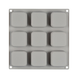 Light Grey DIY Soap Food Grade Silicone Molds, for Handmade Soap Making, 9 Cavities, Square, Light Grey, 230x220x25mm, Inner Size: 53x53x24.5mm