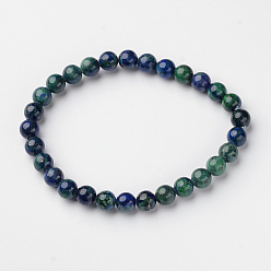 Chrysocolla and Lapis Lazuli Natural Chrysocolla and Lapis Lazuli(Dyed) Round Bead Stretch Bracelets, 2-1/8 inch(54.5mm), Bead: 6mm