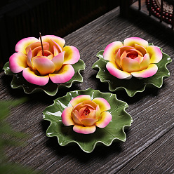 Rose Nacré Brûleurs d'encens en porcelaine, porte-encens pivoine, bureau à domicile salon de thé fournitures bouddhistes zen, perle rose, 75x30mm