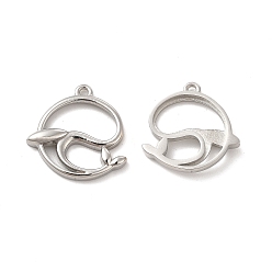 Stainless Steel Color 304 Stainless Steel Pendants, Dolphin Charm, Stainless Steel Color, 16x16x2.3mm, Hole: 1mm
