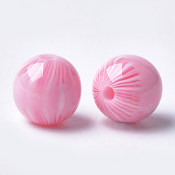 Pink Resin Beads, Round, Pink, 18x17.5mm, Hole: 2.5mm