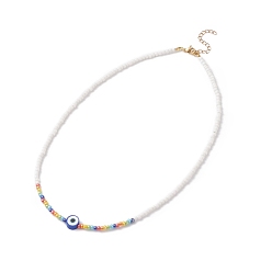 Coloré Colliers de perles de verre et mauvais œil en argile polymère pour femmes, colorées, 17.72 pouce (45 cm)