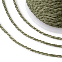 Olive Cordon rond en polyester ciré, cordon ciré taiwan, cordon torsadé, olive, 1mm, environ 12.02 yards (11m)/rouleau