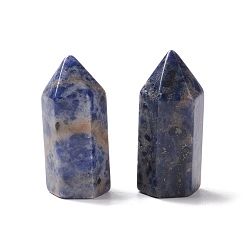 Sodalite Natural Sodalite Sculpture Display Decoration, Healing Stone Wands, for Reiki Chakra Meditation Therapy Decos, Bullet/Hexagonal Prism, 35~37x17~17.5x15~16mm