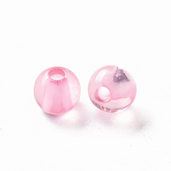 Rose Chaud Perles acryliques transparentes, ronde, rose chaud, 6x5mm, Trou: 1.8mm, environ4400 pcs / 500 g