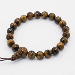 Ojo de Tigre Mala perlas pulseras del encanto, pulseras de piedras preciosas de Buda, 2 pulgada (5 cm)