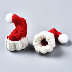 Red Polyester Christmas Knit Hat Ornament Accessories, for DIY Craft Making, Red, 40~70x34~41x18~32mm