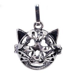 Античное Серебро Подвески для котят из латуни, для ожерелья, форма кошачьего тепла, античное серебро, 26x25x25 мм, отверстия: 4x8 мм, Внутренняя мера: 18 мм