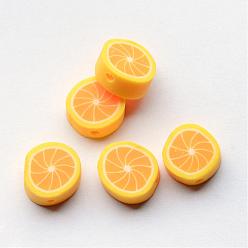 Or Perles de citron polymère argile à la main, or, 10x4.5mm, Trou: 1~2mm