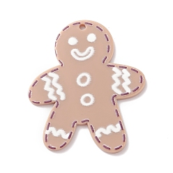Gingerbread Man Pendentifs en acrylique imprimés de noël, gingerbread man, 42x36x2mm, Trou: 1.5mm