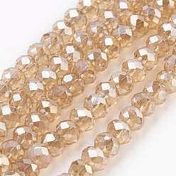 Blanc Navajo Perles en verre electroplate, perle plaquée lustre, facette, rondelle, navajo blanc, 6x4~5mm, Trou: 0.8~1mm, Environ 85~88 pcs/chapelet, 16.1~16.5 pouce (41~42 cm)