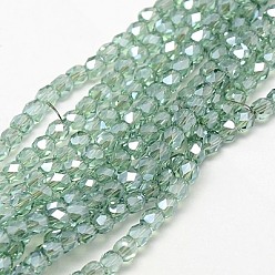 Vert mer Foncé Perles en verre electroplate, demi-plaqué, facette, cube, vert de mer foncé, 4x4x4mm, Trou: 1mm, Environ 100 pcs/chapelet, 15.7 pouce