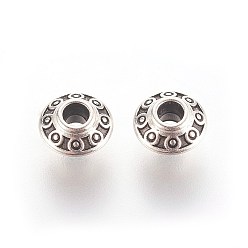 Antique Silver Tibetan Style Alloy Spacer Beads, Bicone, Antique Silver, Lead Free & Cadmium Free, 6.5x3.5mm, Hole: 2mm