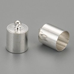 Silver Brass Cord Ends, End Caps, Nickel Free, Silver, 12x8mm, Hole: 1mm, Inner Diameter: 7mm