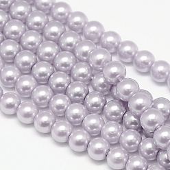BrumosaRosa Hebras redondas de perlas de vidrio teñido ecológico, Grado A, cordón de algodón rosca, rosa brumosa, 8 mm, agujero: 0.7~1.1 mm, sobre 52 unidades / cadena, 15 pulgada