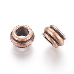Red Copper Tibetan Style Spacer Beads, Cadmium Free & Nickel Free & Lead Free, Rondelle, Red Copper, 12x7mm, Hole: 6.5mm
