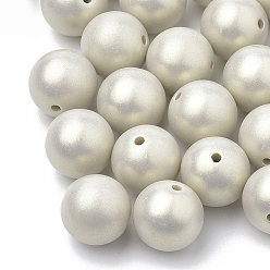 Kaki Foncé Perles acryliques de style peint en aérosol, caoutchouté, ronde, kaki foncé, 8mm, trou: 1 mm, environ 1800 pcs / 500 g