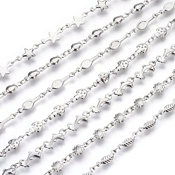 Stainless Steel Color 304 Stainless Steel Link Chain Bracelets, with Lobster Claw Clasps, Mixed Shapes, Stainless Steel Color, 8 inch~8-1/2 inch(20.3~21.5cm)