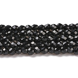 Black Transparent Glass Beads Strands, Faceted Round, Black, 2mm, Hole: 0.8mm, about 175pcs/strand, 14.06~14.17 inch(35.7~36cm)