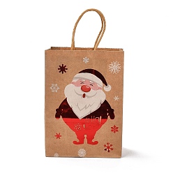 Santa Claus Christmas Theme Hot Stamping Rectangle Paper Bags, with Handles, for Gift Bags and Shopping Bags, Santa Claus, Bag: 8x15x21cm, Fold: 210x150x2mm