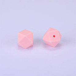 Бледно-Розовый Шестиугольные силиконовые бусины, жевательные бусины для чайников, DIY уход за ожерельем, розовый жемчуг, 23x17.5x23 мм, отверстие : 2.5 мм