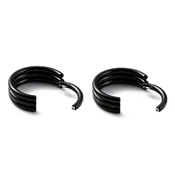 Electrophoresis Black Ring Huggie Hoop Earrings for Girl Women, Chunky 304 Stainless Steel Earrings, Electrophoresis Black, 12x3.5mm