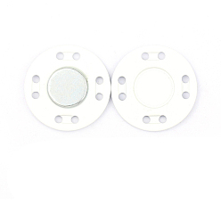 White Iron Magnetic Buttons Snap Magnet Fastener, Flat Round, for Cloth & Purse Makings, White, 2x0.3cm