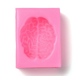 Rosa Caliente Moldes de fondant de silicona de grado alimenticio para cerebro de halloween diy, para decoración de pasteles diy, fabricación de joyas de resina uv y resina epoxi, color de rosa caliente, 62x46x27 mm, diámetro interior: 45x38 mm