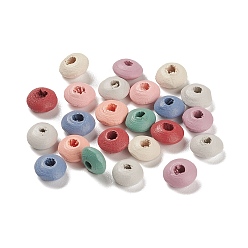 Couleur Mélangete Perles de bois d'érable naturel peintes à la bombe, plat rond, couleur mixte, 8.5x4mm, Trou: 3.5mm, environ5555 pcs / 500 g
