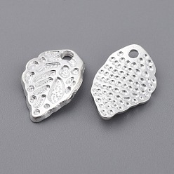 Silver Tibetan Style Alloy Metal Pendant, Lead Free, Cadmium Free and Nickel Free, Leaf, Silver, 10mm wide, 16mm high, 2mm thick, hole:1.5mm