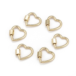 Golden Brass Screw Carabiner Lock Charms, for Necklaces Making,  Heart, Golden, 18.5x18.5x2mm, Screw: 6x5.5mm