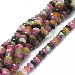 Tourmaline Natural Tourmaline Beads Strands, Faceted, Rondelle, 4~5x2.5~3mm, Hole: 0.8mm, about 146pcs/strand, 15.94 inch(40.5cm)
