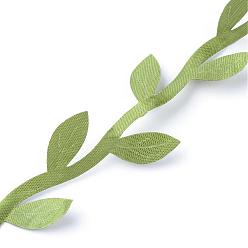Olive Drab Polyester Leaf Trim Ribbon, for Baby Shower, DIY Craft, Party Wedding Home Decoration, Olive Drab, 24mm, about 200m/bundle