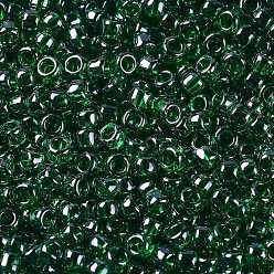 (108B) Transparent Mint Green Luster Cuentas de semillas redondas toho, granos de la semilla japonés, (108 b) brillo verde menta transparente, 11/0, 2.2 mm, agujero: 0.8 mm, Sobre 5555 unidades / 50 g