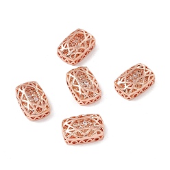 Champagne Gold Eco-friendly Brass Micro Pave Cubic Zirconia Multi-strand Links, Rack Plating, Cadmium Free & Lead Free, Rectangle, Rose Gold, Champagne Gold, 14x10x5mm, Hole: 1.2mm