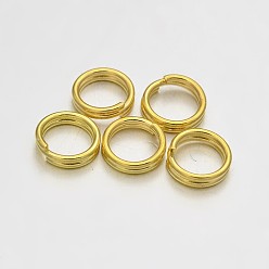 Golden Brass Split Rings, Double Loops Jump Rings, Golden, 8mm, Hole: 1mm, about 7mm inner diameter, about 3180pcs/500g