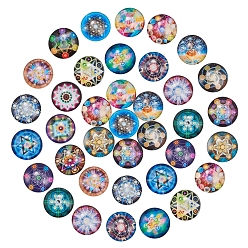 (52) Непрозрачная лаванда Стеклянные кабошоны sunnyclue, плоско-круглые, калейдоскоп узор, разноцветные, 25x6 мм, 20 цветов, 2 шт / цвет, 40 шт / комплект
