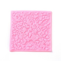 Pink Food Grade Silicone Molds, Fondant Molds, For DIY Cake Decoration, Chocolate, Candy, UV Resin & Epoxy Resin Jewelry Making, Floral, Pink, 100x5mm