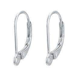 Silver 925 Sterling Silver Leverback Hoop Earrings, Silver, 16.5x10x2mm, Hole: 1mm, Pin: 0.8mm