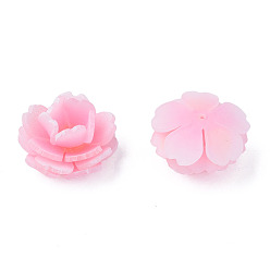 Pink Пластиковые шарики, цветок, розовые, 24x23x14 мм, отверстие : 1.4 мм